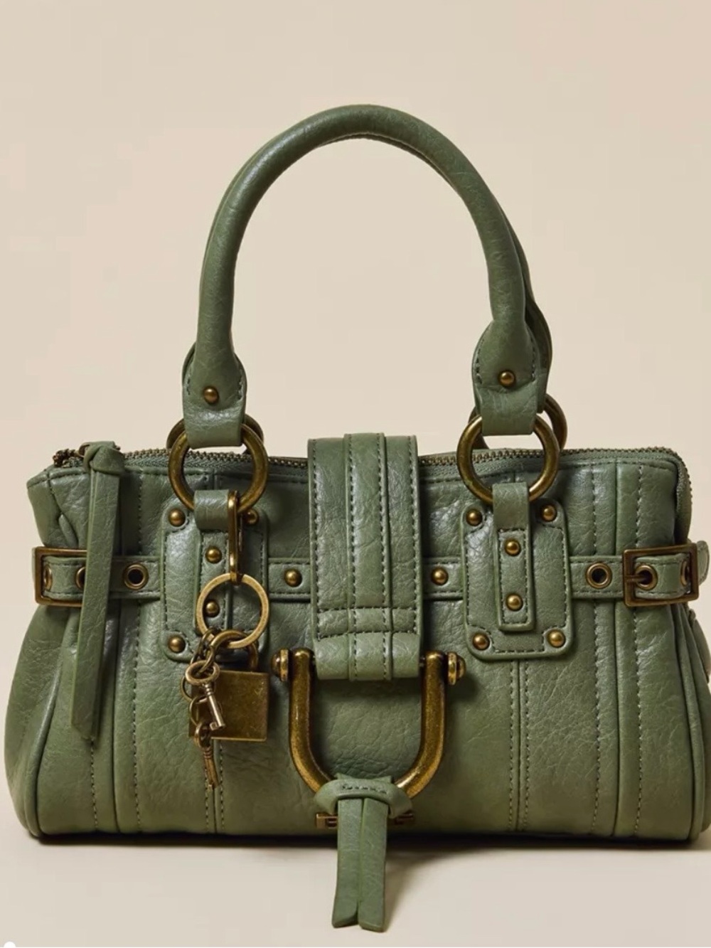 BDG Mini Karlie lock Green Leather Handbag